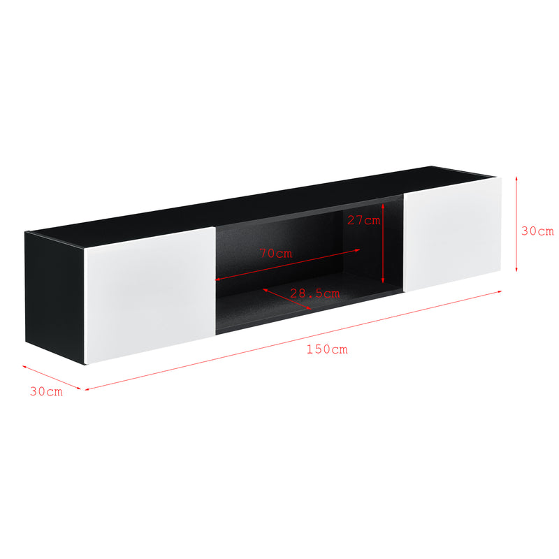 Målskitse Ophængstavle Thabong 150x30x30 cm med LED-belysning sort/hvid en.casa
