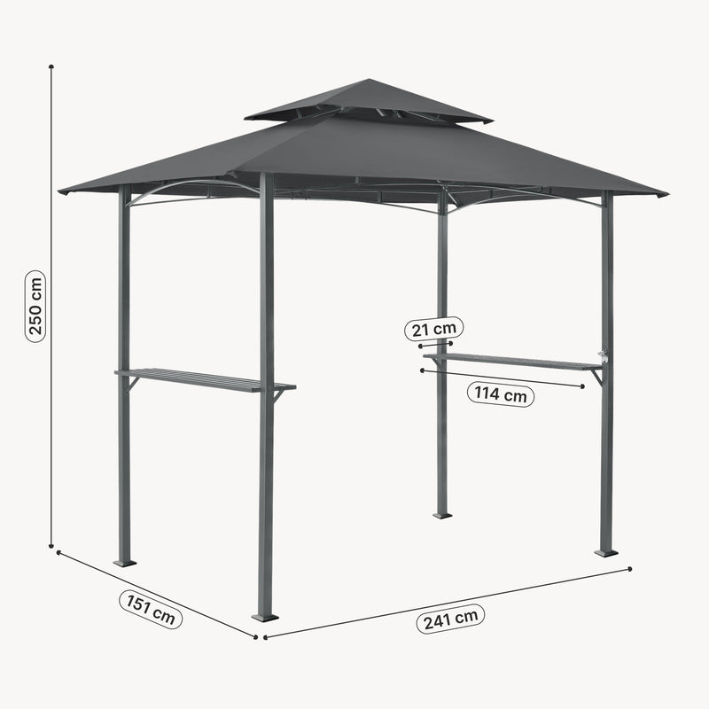 Målskitse Grillpavillon Parga 250x241x151cm mørkegrå en.casa