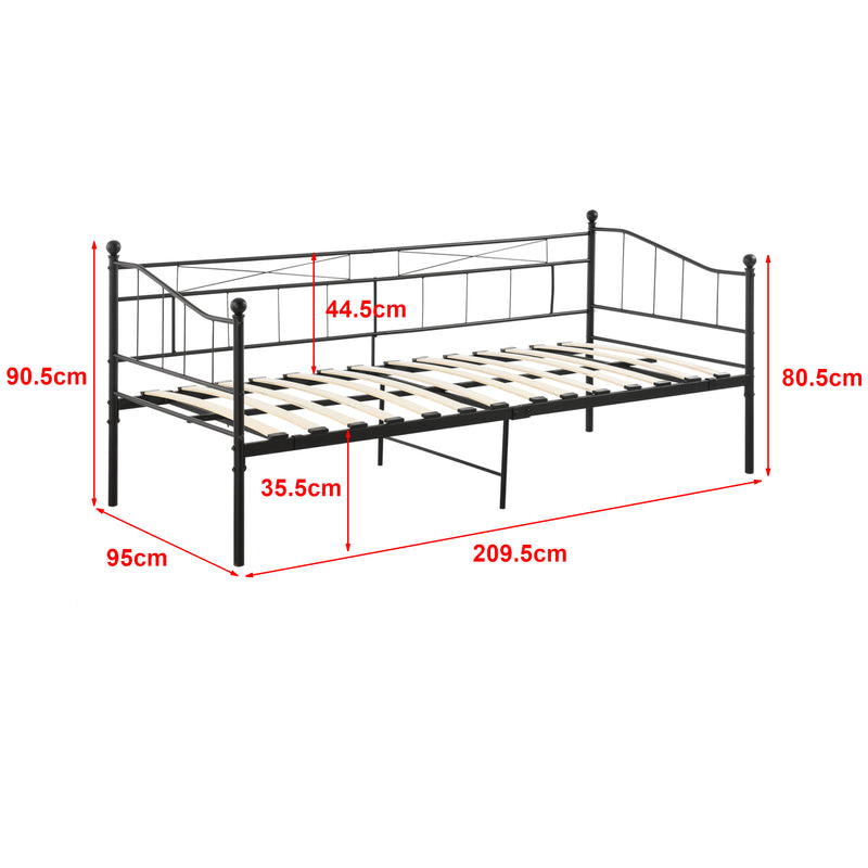 Målskitse Day bed Arjeplog 90x200cm med madras i forskellige farver farver en.casa