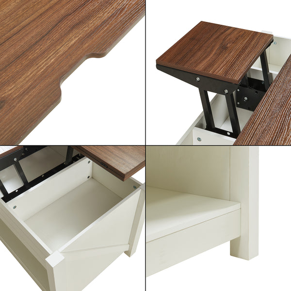 Kasama sofabord med løfteplade og opbevaringsplads 110x55x54 cm valnøddelook/hvid [en.casa]