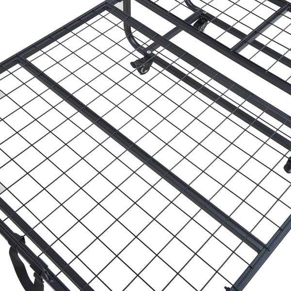 Metalfoldeseng Lustendi med madras 200x90cm sort/eg-look [en.casa].