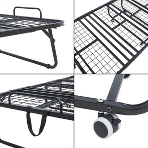 Metalfoldeseng Borjavle med madras 200x90cm sort [en.casa]