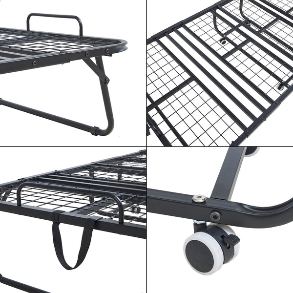 Metalfoldeseng Borjavle med madras 200x90cm sort [en.casa]