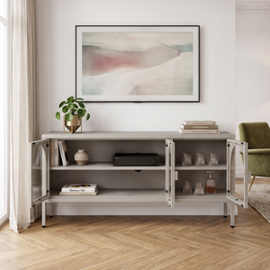 Vitrineskab Klippestad Stål 118x35x55 cm Kamel Farve [en.casa]