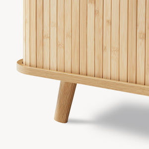 Skoskab med sædehynde Tvedestrand 50x80x40 cm Bambus/Beige [en.casa]