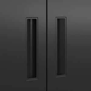 Bogreol med skab Hailuoto 80x40x180 cm stål sort, mat [en.casa]