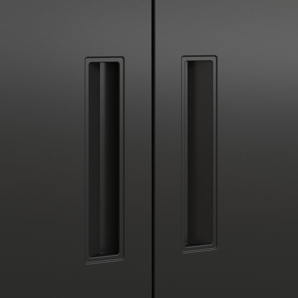 Bogreol med skab Hailuoto 80x40x180 cm stål sort, mat [en.casa]