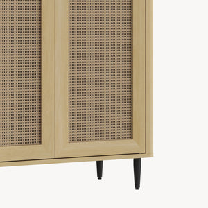 Skænk Lukhomso 83x80x40 cm egetræslook/rattan-look [en.casa]