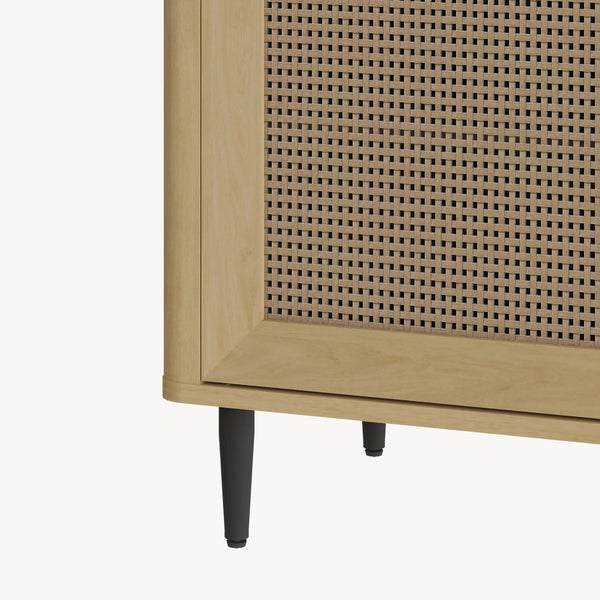 TV-skab Lukhomso 152x40x54 cm egetræslook/rattan-look [en.casa]