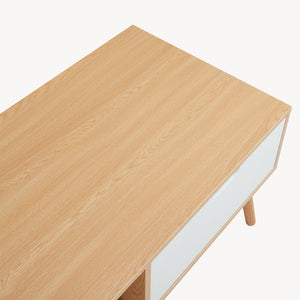 Sofabord Bordkak med skuffe 100x48x45 cm egetræslook/hvid [en.casa]