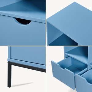 Bogreol med 2 skuffer Colwyn 105x80x40 cm Blå [en.casa]