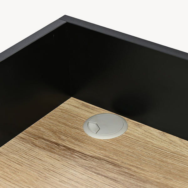 Skrivebord Kappespoo 84x80x50 cm Sort/Ege-look [en.casa]