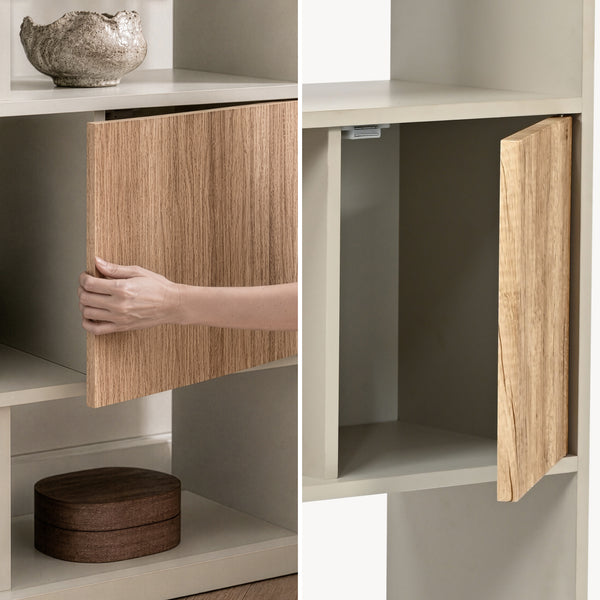 Bogreol Karena 112x70x30 cm Cremehvid/Ege-look [en.casa]