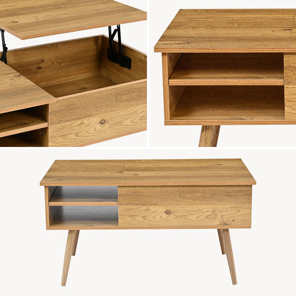 Sofabord Vasdabod med løfteplade 96x59x50 cm egetræslook [en.casa]