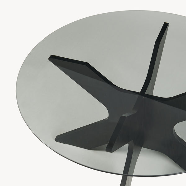 Sofabord Imi med glasplade Ø70x35 cm Sort/Grå [en.casa]