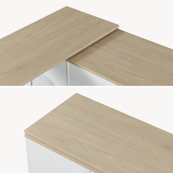 Rullbar køkkenø med drejelig bordplade Kudebola 115x40x94 cm egetræslook/hvid [en.casa]