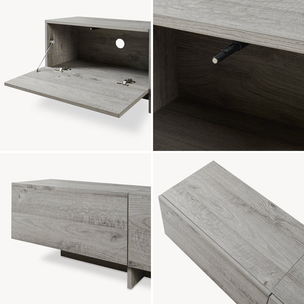 TV-skab Kapipimso med 3 klapper 194x31x37 cm egetræslook, grå [en.casa]