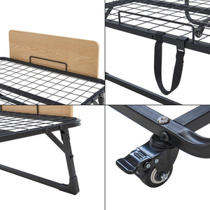 Metalfoldeseng Lustendi med madras 200x90cm sort/eg-look [en.casa].