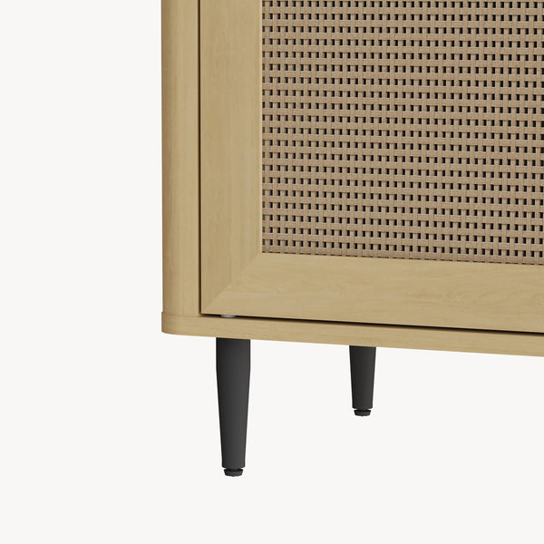 Skænk Lukhomso 83x80x40 cm egetræslook/rattan-look [en.casa]