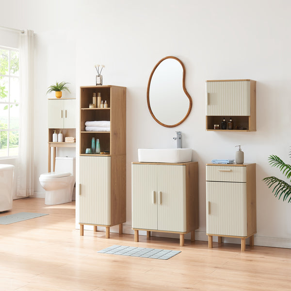 Højskab Ferrersp 160x42x35 cm egetræslook/sandfarver [en.casa]