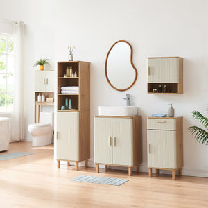 Badeværelsesskab Ferrersp 80x40x35 cm egetræslook/sandfarver [en.casa]