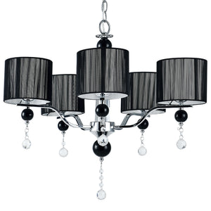 [lux.pro]® Lysekrone Chrome Black - 5xE14 - aluminium/plastik - krom/sort