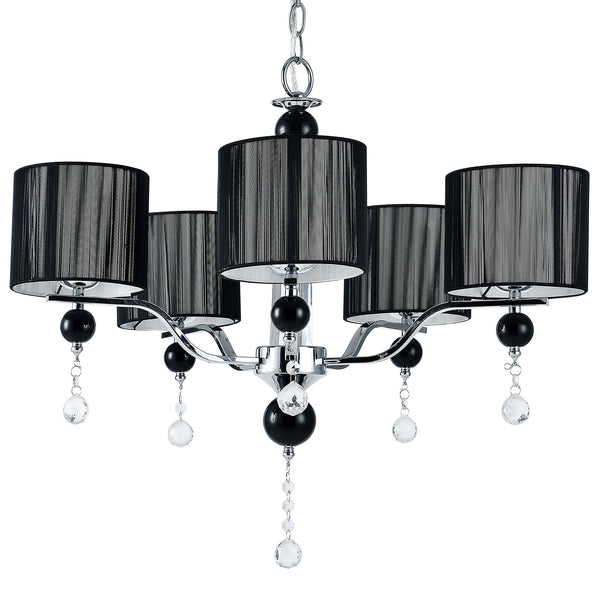 [lux.pro]® Lysekrone Chrome Black - 5xE14 - aluminium/plastik - krom/sort