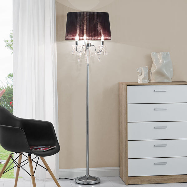 [lux.pro]® Standerlamper - Noble Black 3xE14 - 40W - sort, krom 
