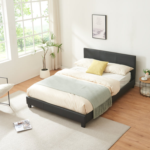 Kunstlæderseng Albacete 140x200 cm Sort Corium