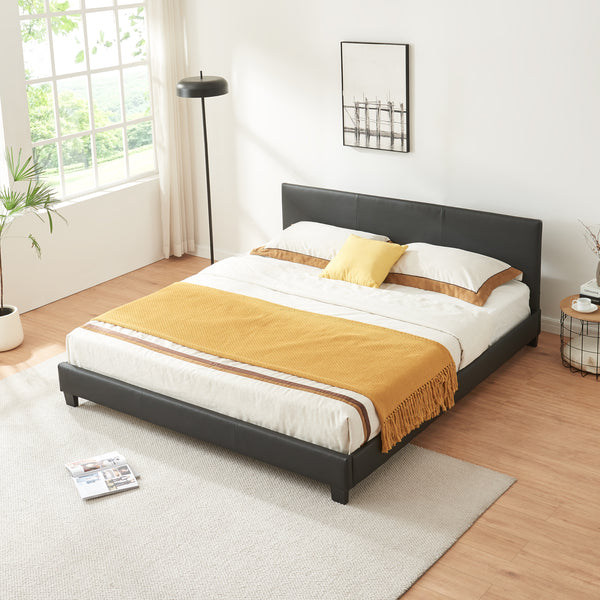 Kunstlæderseng Albacete 160x200cm sort Corium