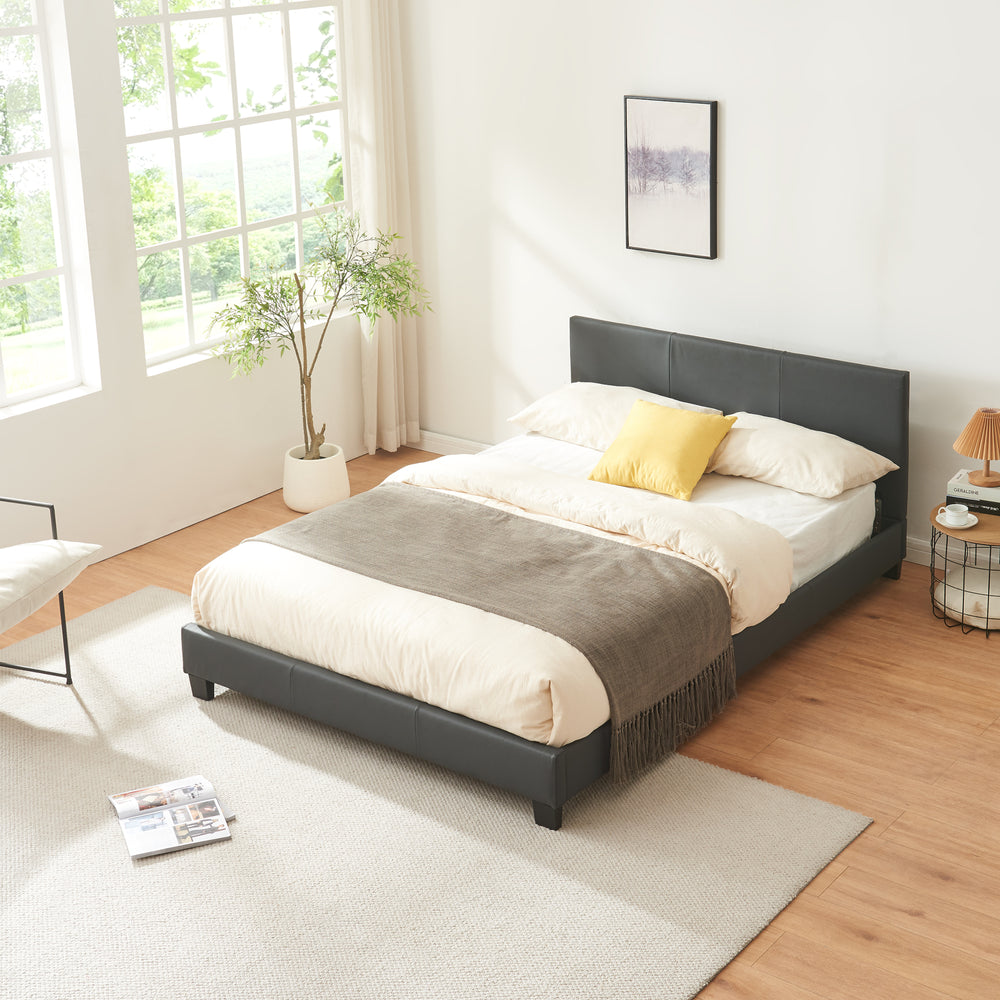 Kunstlæderseng Albacete 140x200 cm mørkegrå Corium - premiumXL