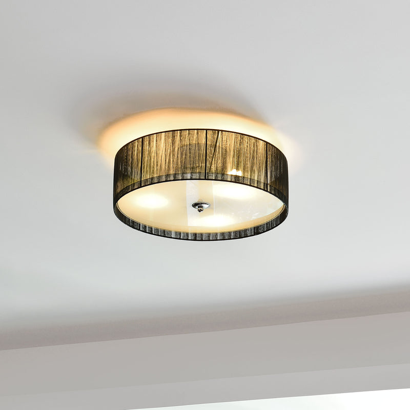 Målskitse [lux.pro]® Loftlampe Helena - 3xE27 max. 42W - tekstil/glas - sort/hvid