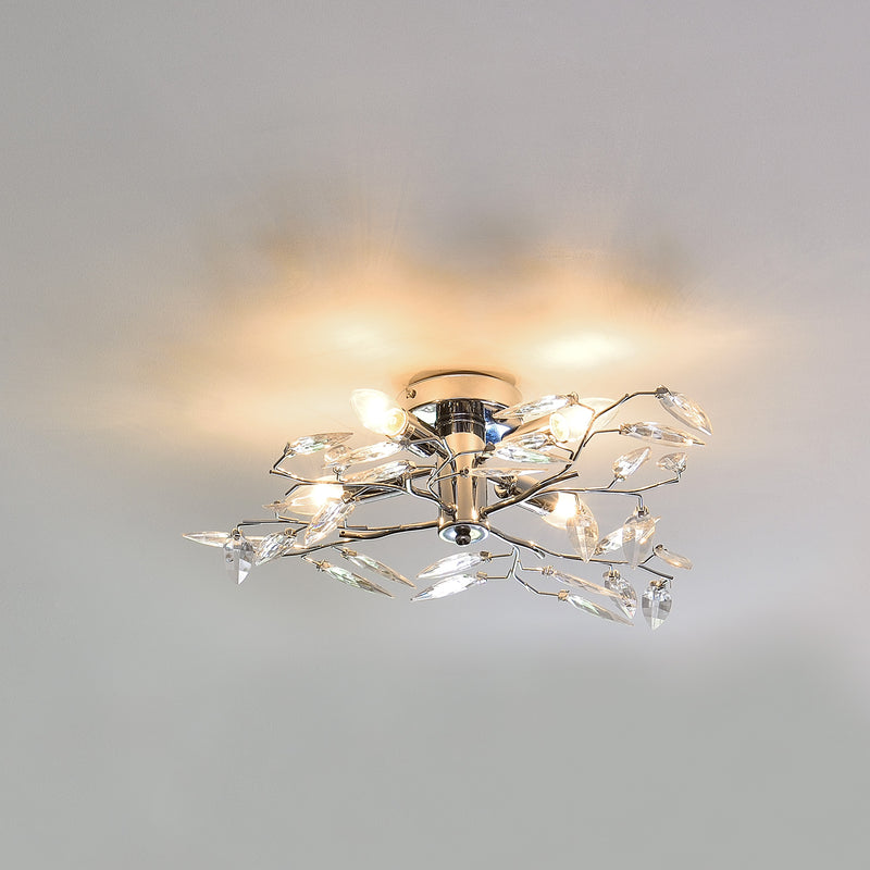Målskitse [lux.pro]® Loftlampe Kira - 4 x E14 - krom / sølv
