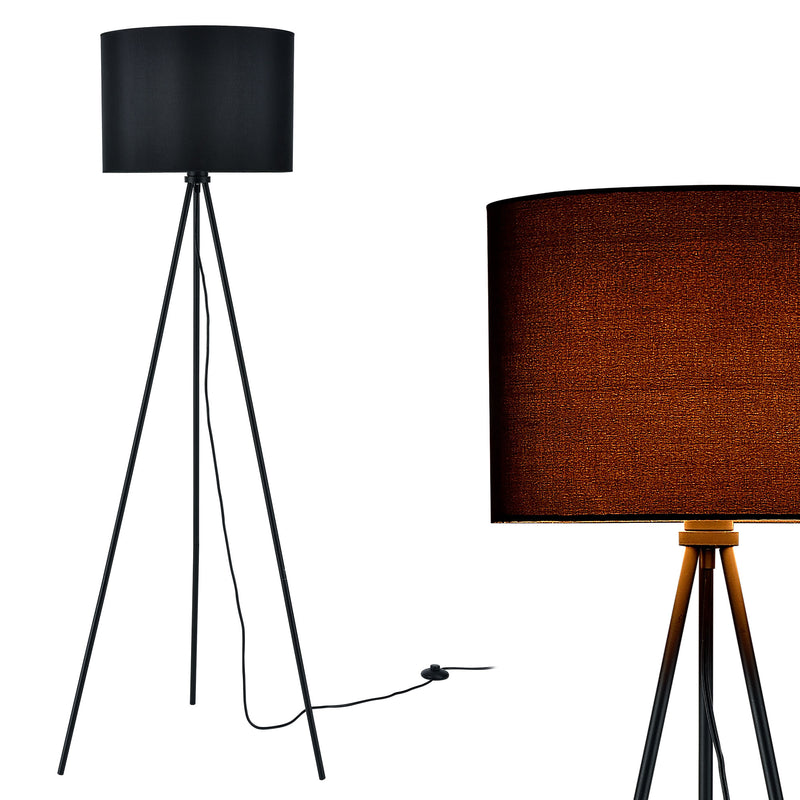 Målskitse [lux.pro]® Standerlamper - trekant 1xE27 - 40W - sort