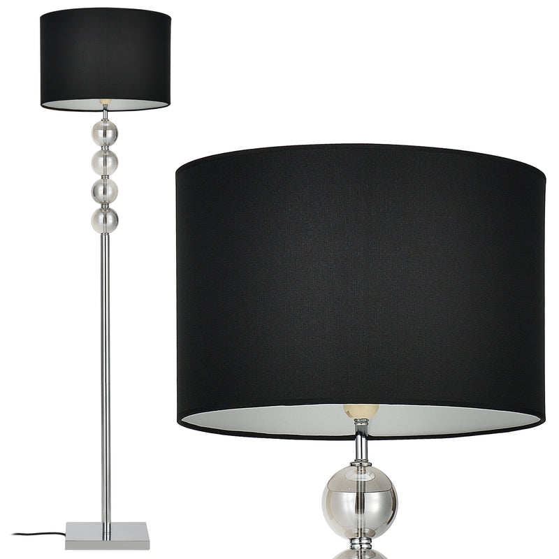 Målskitse [lux.pro]® Standerlamper - Spheridern 1xE27 - 60W - krom , sort