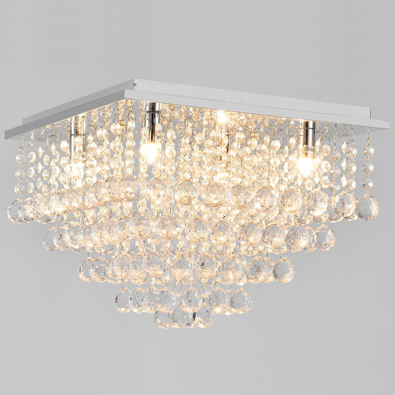 Målskitse [lux.pro]® Loftlampe Veli Prisma - 4xG9 max. 28W - aluminium/plastik - krom/krystalhvid