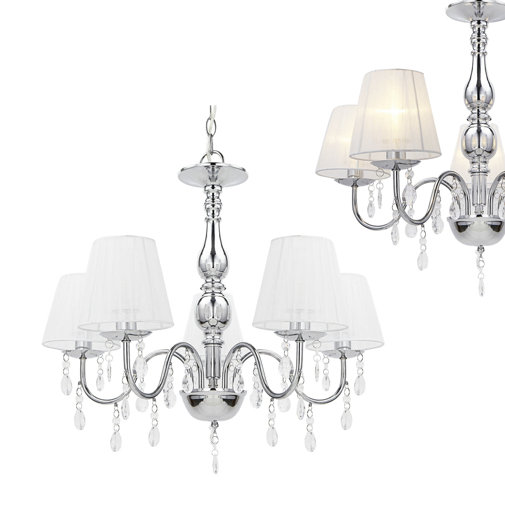 Kronelysekr Isabell 5 - flamme krom lux.pro - premiumXL