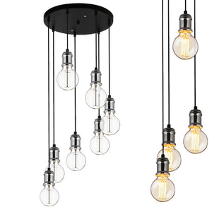 [lux.pro]® Stilig Hængelampe - 7xE27 max.60W - metal - sort/sølv