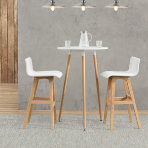 [en.casa]® Barbord Retro-design, rund ø70cm x 107 cm MDF-plade, hvid