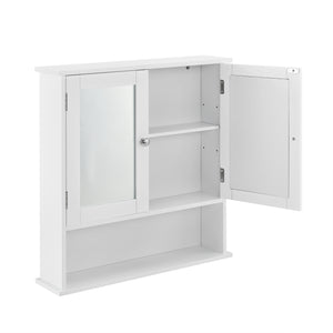 [en.casa]® Vægskab til badeværelse - 58x56x13cm - hvid - med spejl