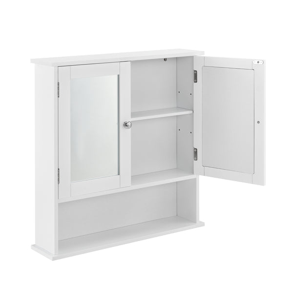 [en.casa]® Vægskab til badeværelse - 58x56x13cm - hvid - med spejl