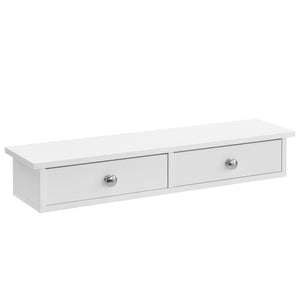 Væghylde Geeste 60x15x10 cm med 2 skuffer hvid [en.casa]