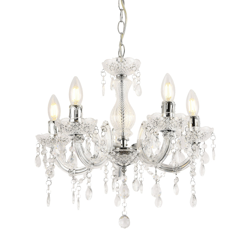 Målskitse [lux.pro]® Lysekrone Weimar - 5-armet - 5xE14 - hvid