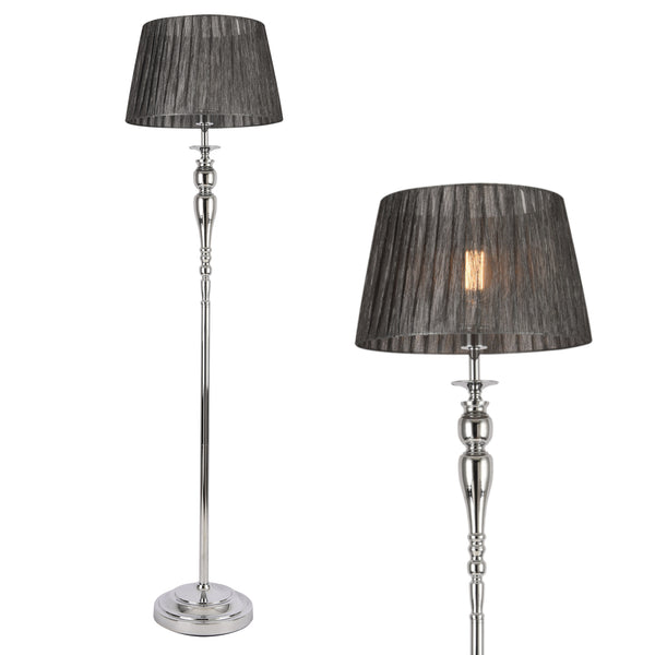[lux.pro] gulvlampe Lingen- 151xØ40cm - 230V, 50Hz - 1xE27 - metal / tekstil - grå