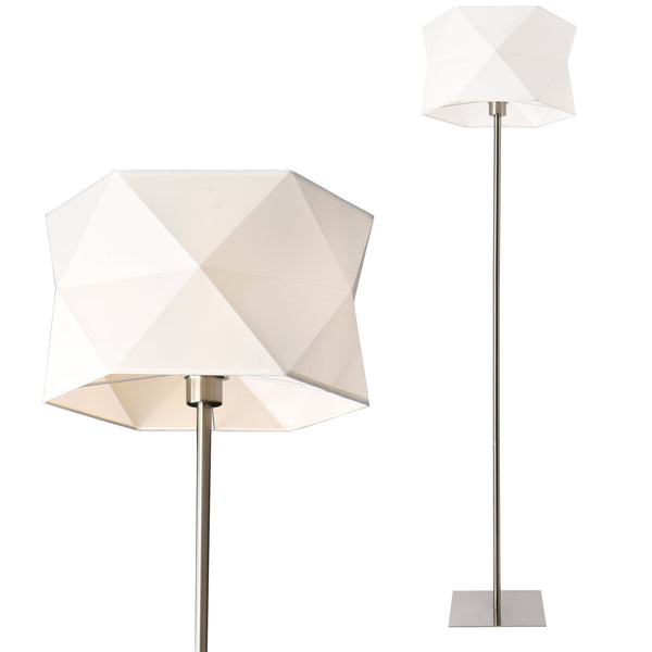 [lux.pro] Gulvlampe Narwa - 1xE27 - max60W - 152xØ40cm - krom - linned - hvid