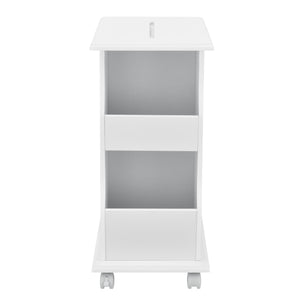  [en.casa] Sofabord med hjul - 53x30x63cm - med avisholder - MDF - hvid