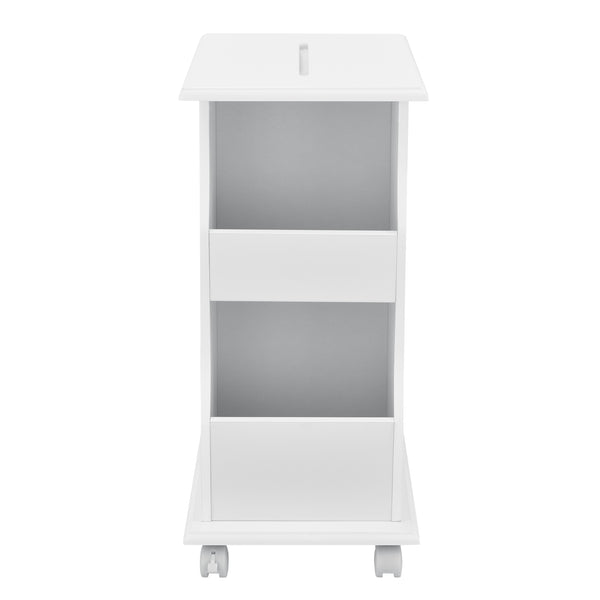  [en.casa] Sofabord med hjul - 53x30x63cm - med avisholder - MDF - hvid