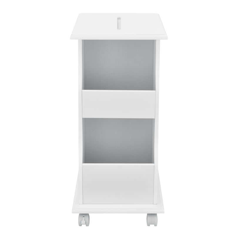 Målskitse  [en.casa] Sofabord med hjul - 53x30x63cm - med avisholder - MDF - hvid