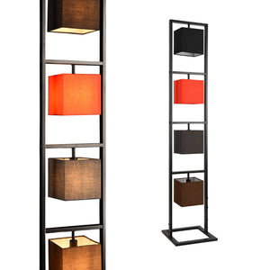 [lux.pro]® Gulvlampe Tavira - 4xE14m - max40W - 4 lampeskærme i forskellige farver - tekstil - metal