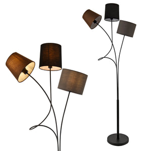[lux.pro]® Gulvlampe Treviso - 3 lampeskærme - 3xE14 - 146cm - metal - tekstil